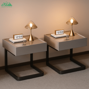 Sturdy Metal-Framed Bedside Table Creative Modeling Design