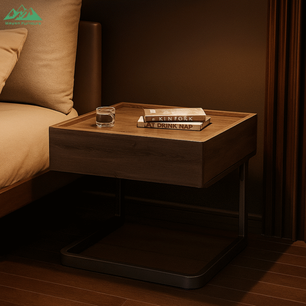 Sturdy Metal-Framed Bedside Table Creative Modeling Design - Image 2