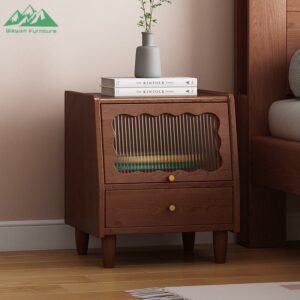 Durable Dual-Tone Luminous Bedside Table