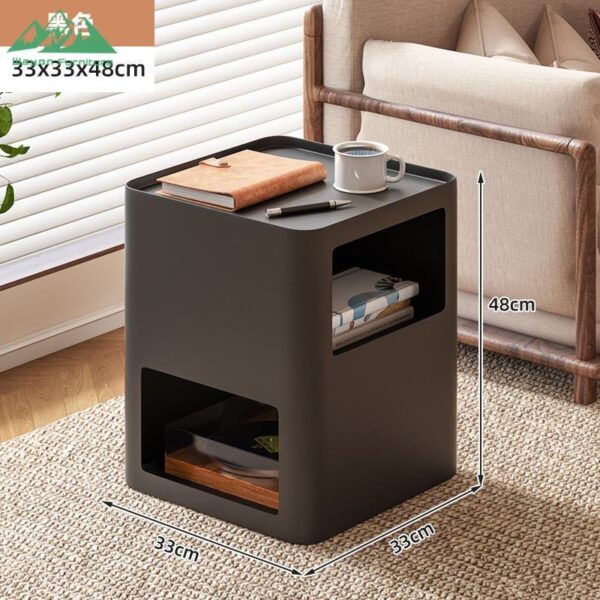 Bedside Table With An Open Storage Rack And A Circular Design - Image 3