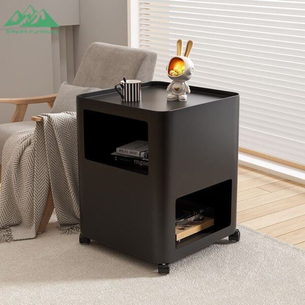 Bedside Table With An Open Storage Rack And A Circular Design - Image 4